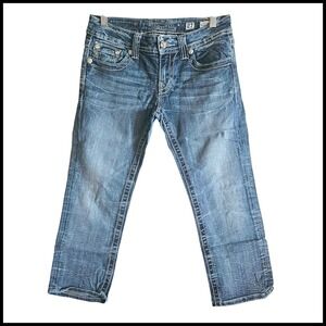 Miss Me‎ Cuffed Capri Jeans Embellished Pockets Denim Blue Women's Size 27